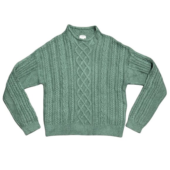 J.Crew Mockneck Cable-Knit Sweater Pale Spinach Green – Size M, EUC - Picture 11 of 16